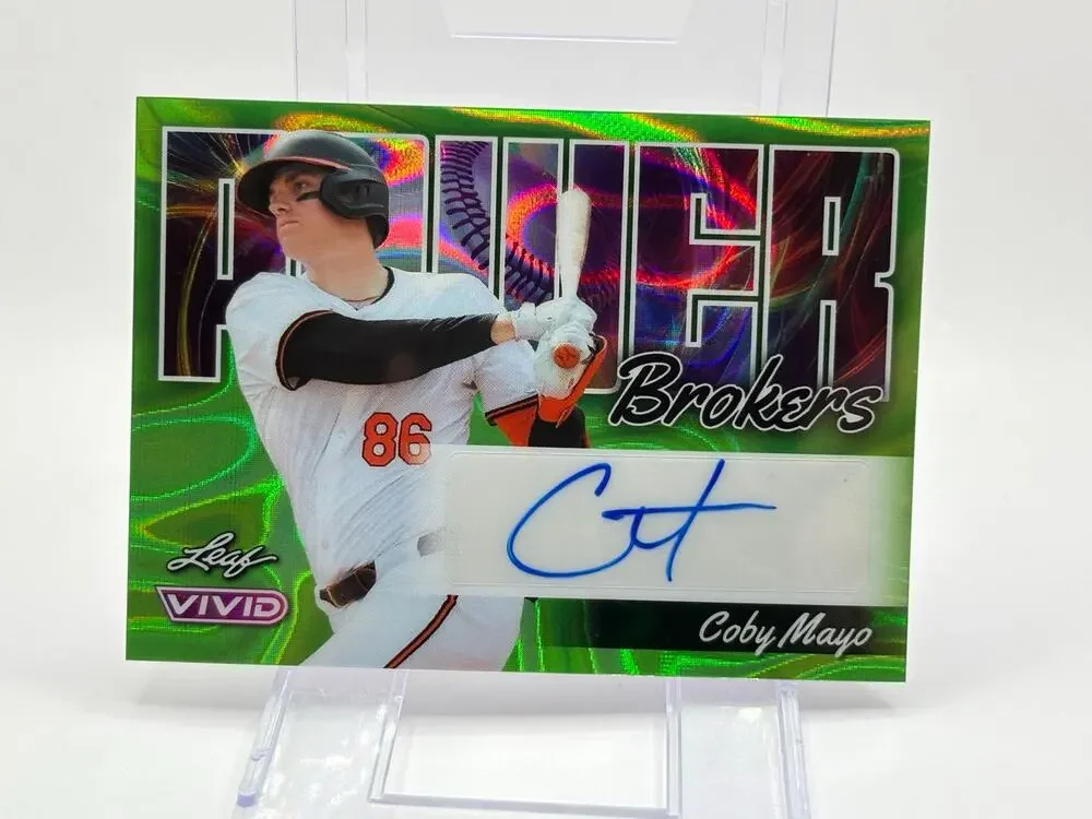 2024 Leaf Vivid Coby Mayo Power Brokers Green Lava Auto 2/4 SSP Orioles